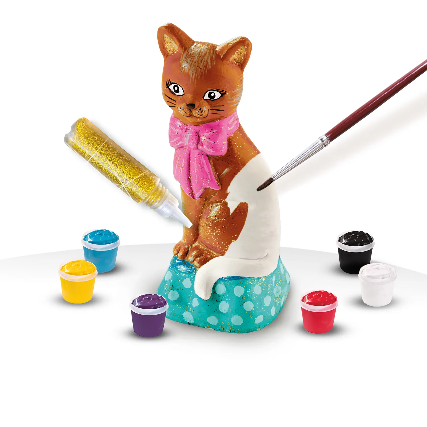 SES Creative støb og mal kat gipsfigursæt med glitter
