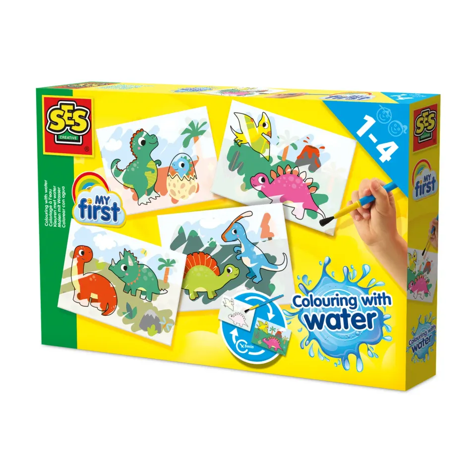 SES Creative Male med vand dinoer malesæt 4 kort genbrugelig