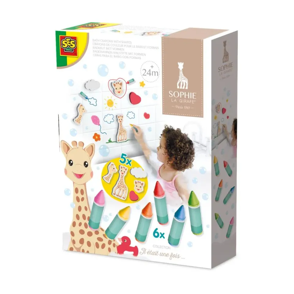 SES Creative Sophie la Girafe badkridt med former 6 farver afvaskelig