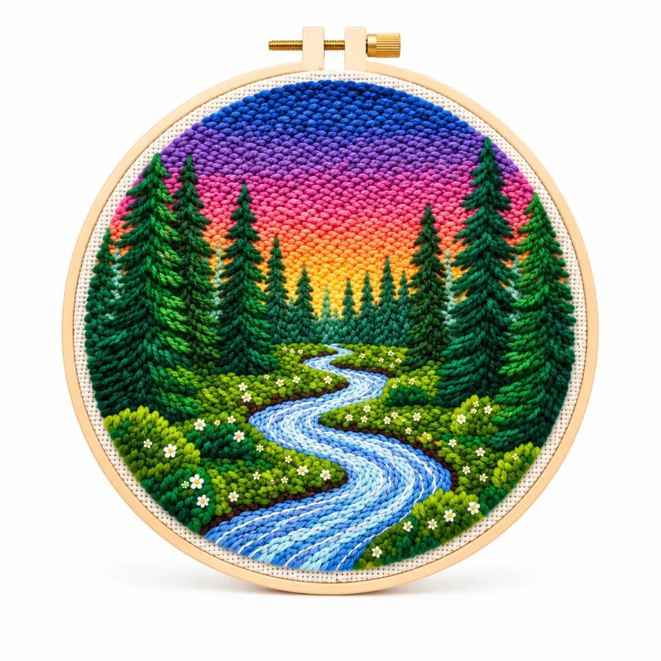 Craftsy Skovlandskab punch needle sæt 20 cm flod