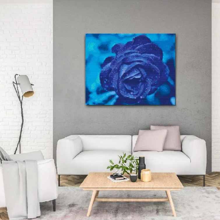 Road2Art Blå rose diamond paint 40x50 firkantede blå