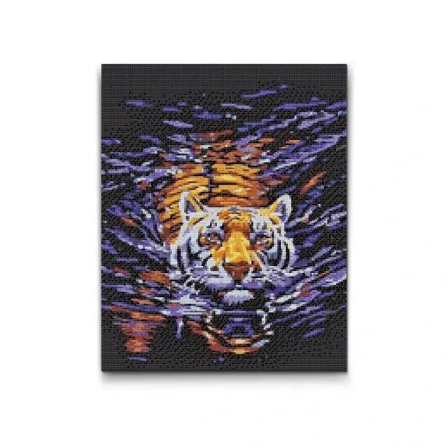Road2Art Tigeren i vandet diamond paint 40x50 runde