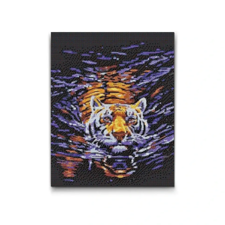 Road2Art Tigeren i vandet diamond paint 40x50 runde