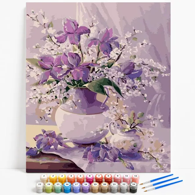 Craftsy.dk Lilla Blomster i en Vase mal efter tal 40x50 cm