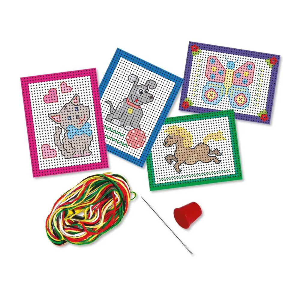 SES Creative Ik leer borduren broderisæt 4 kort fra 3 år