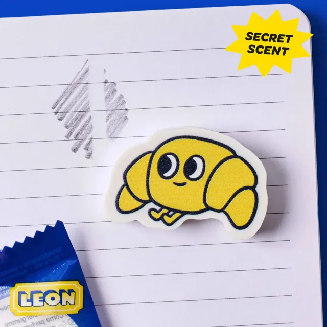 OMY Eraser Buddies viskelæder Leon croissant duft