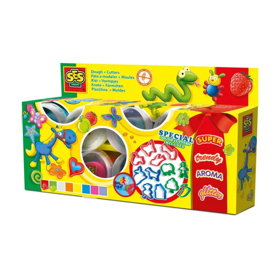 SES Creative Klei Mania modellervoks 8x90g duft og glitter