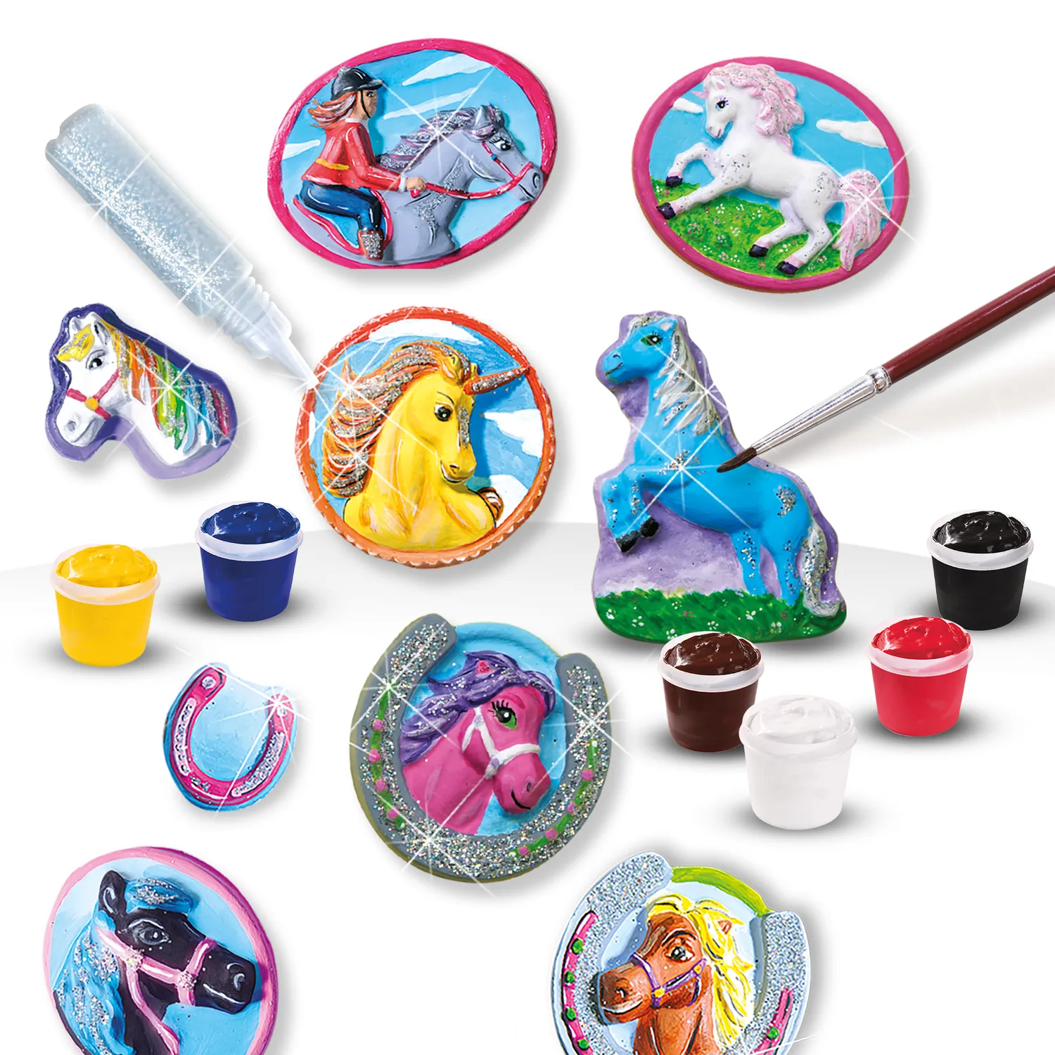 SES Creative Støb og mal fantasieheste gipssæt glitter