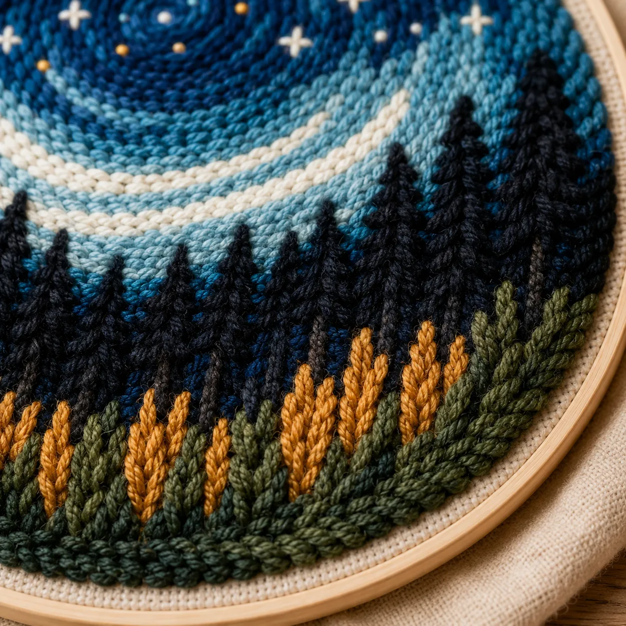 craftsy.dk Stjernehimmel over Skoven punch needle sæt 20 cm