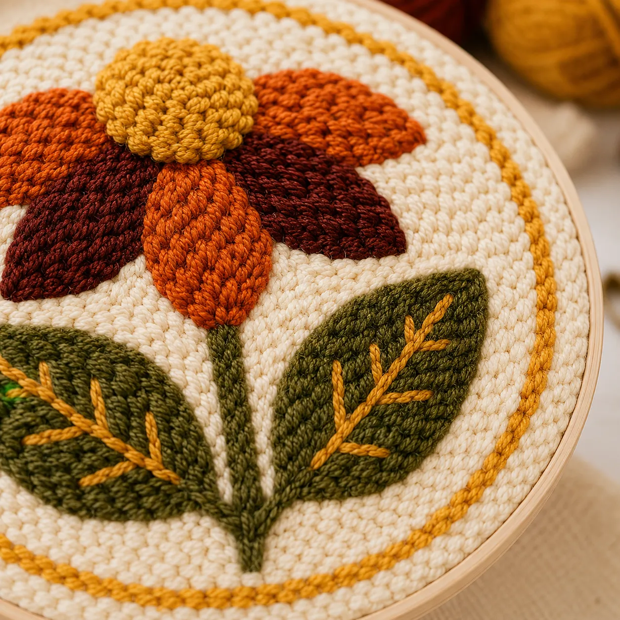 Craftsy Efterårsblomst punch needle 20 cm broderisæt