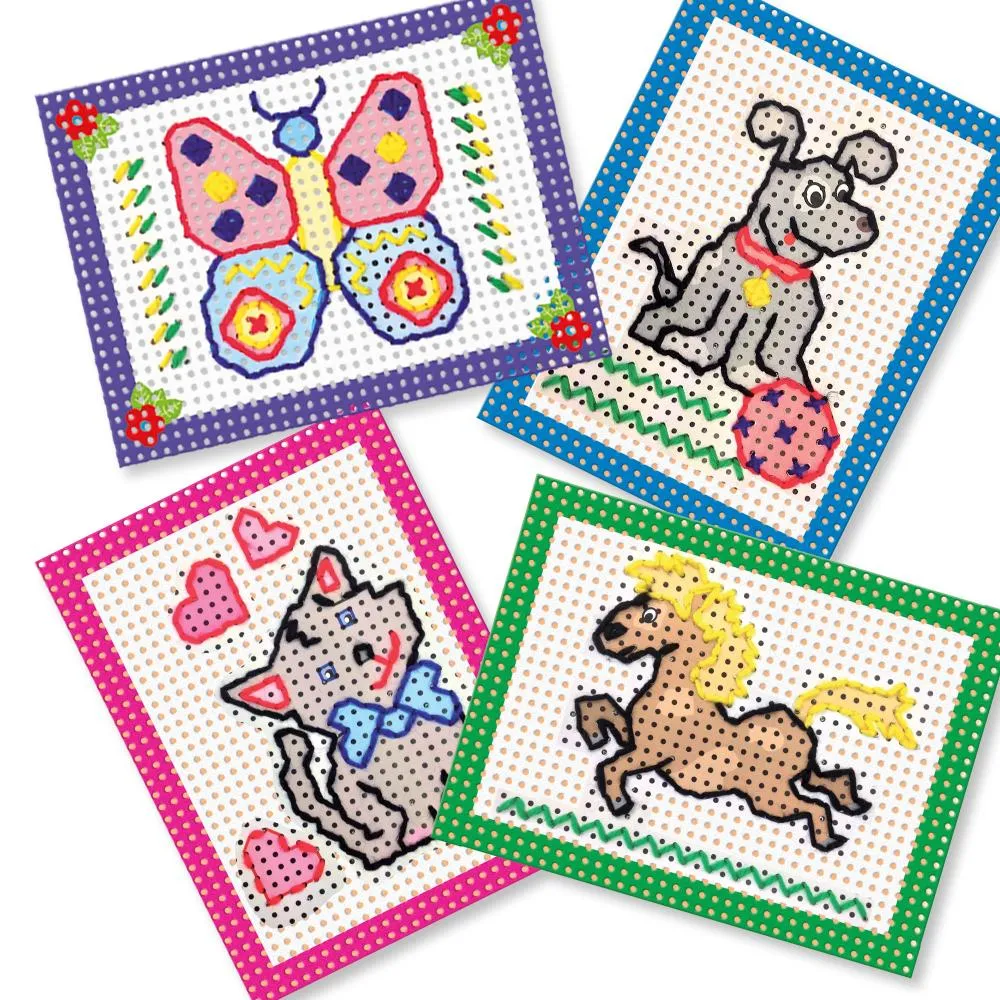 SES Creative Ik leer borduren broderisæt 4 kort fra 3 år