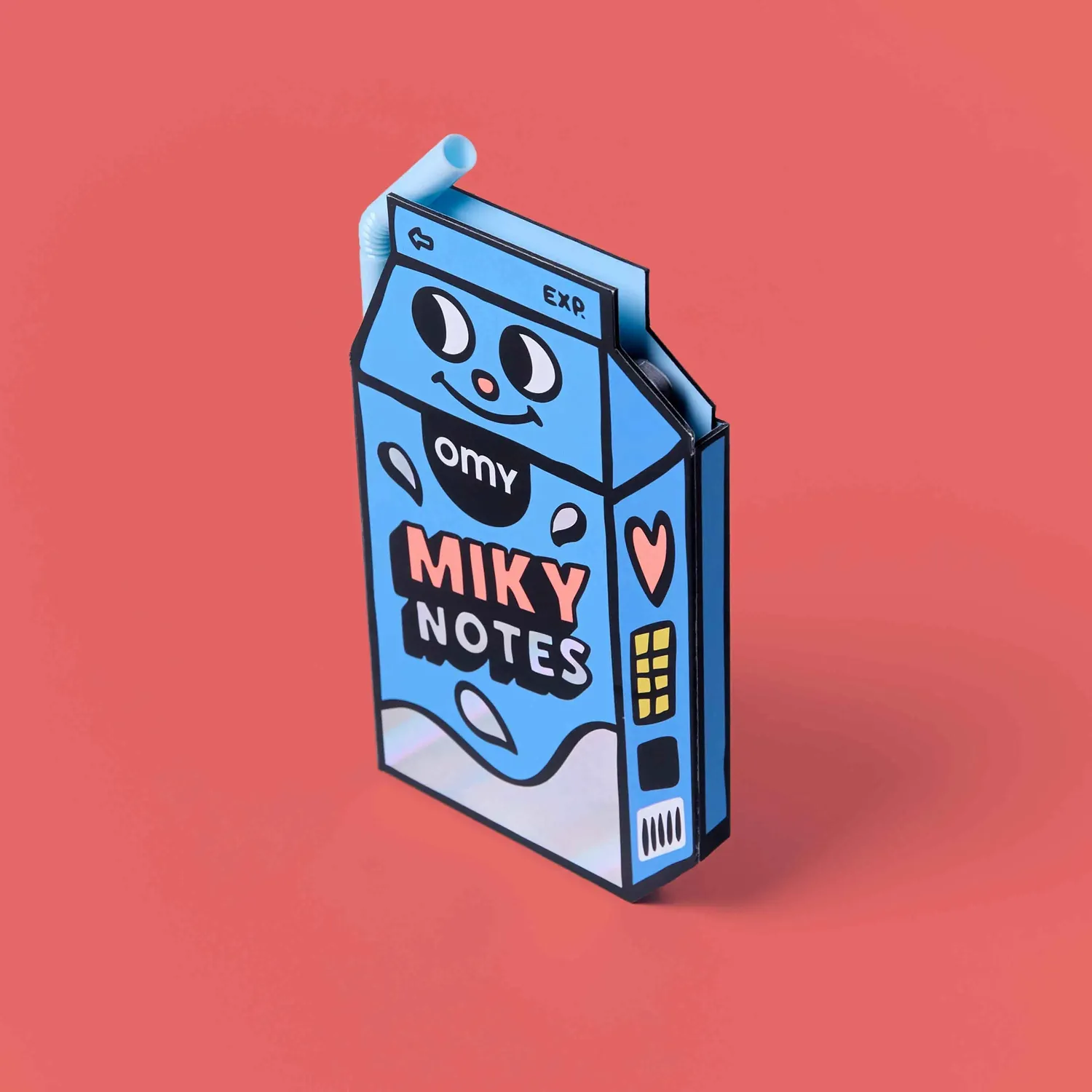 OMY Miky sticky notes blok mælkekarton farvede