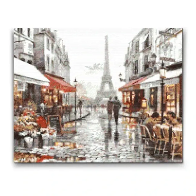 Road2Art Romantik i Paris diamond painting 30x40 cm runde