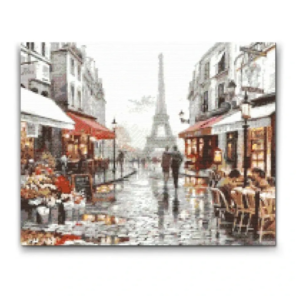 Road2Art Romantik i Paris diamond painting 30x40 cm runde