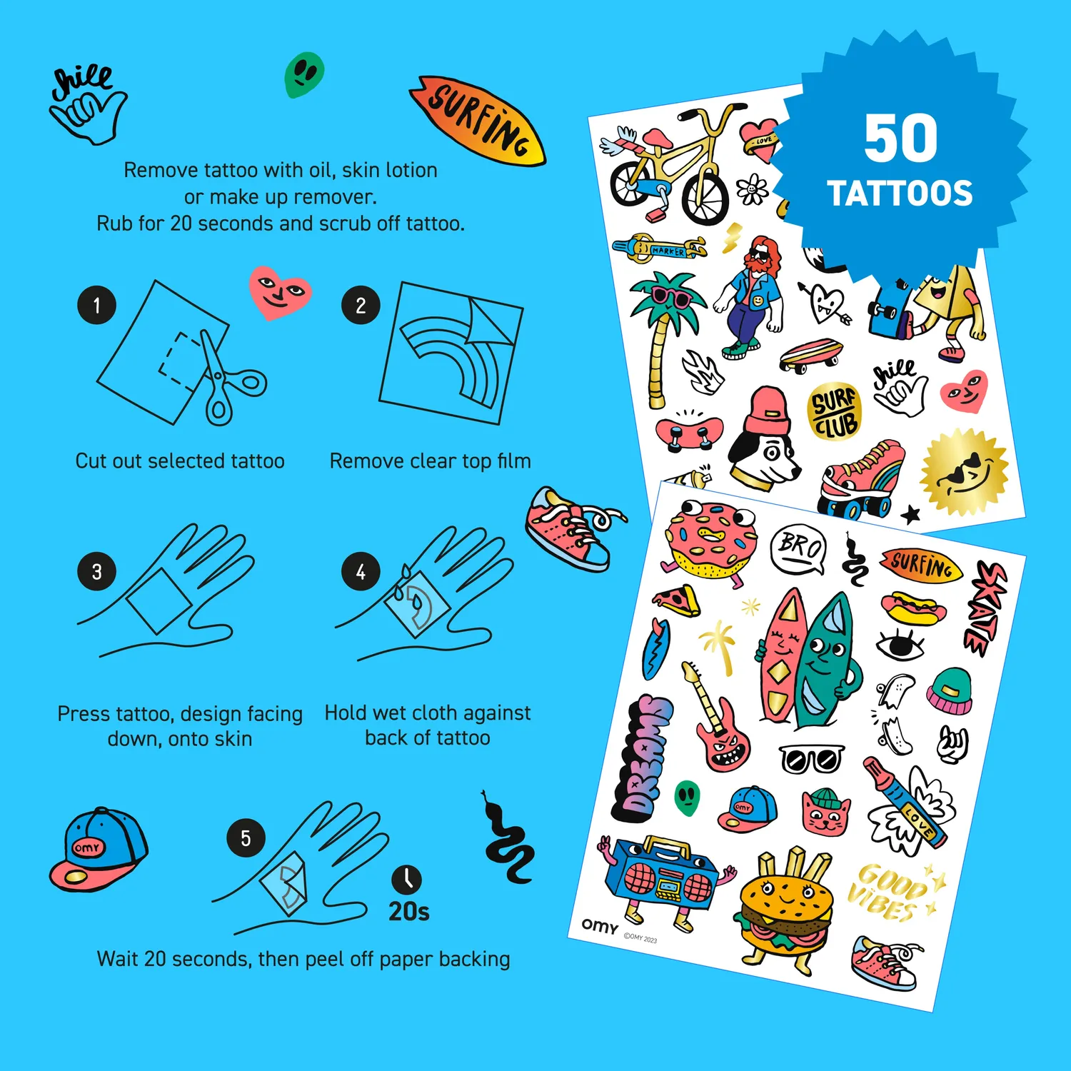 OMY Surf & Skate tatoveringer 50 stk