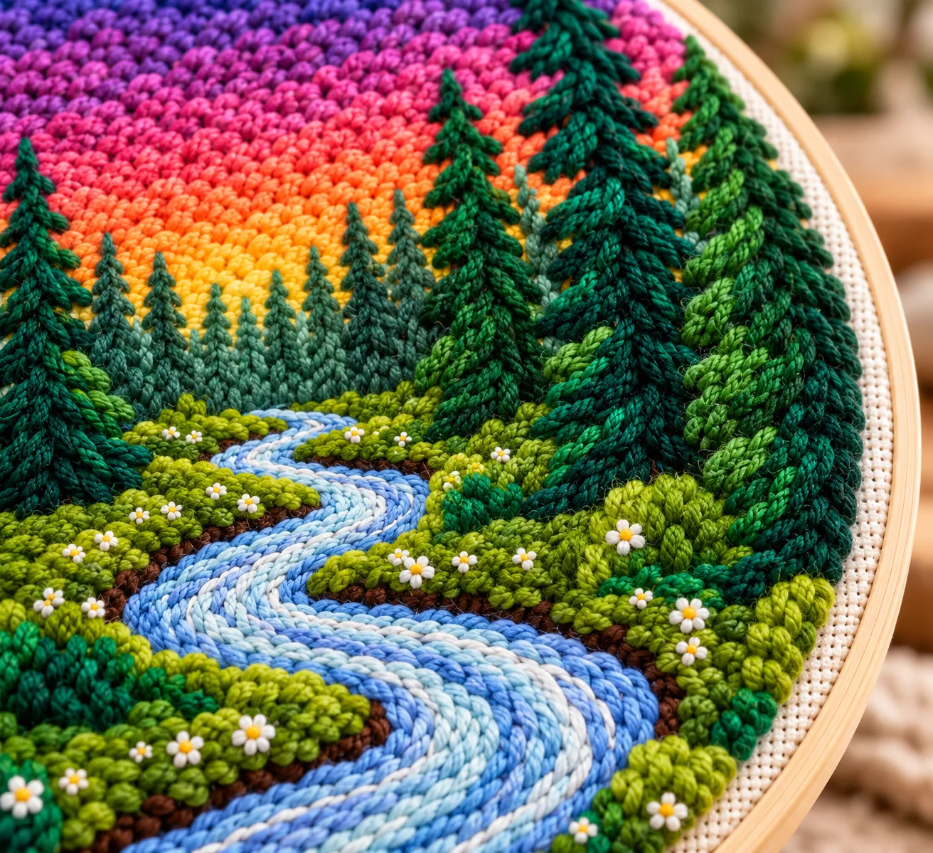 Craftsy Skovlandskab punch needle sæt 20 cm flod