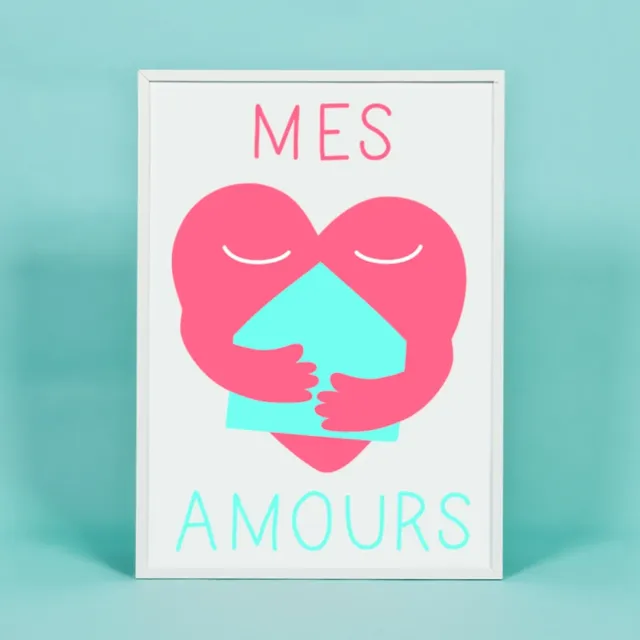 OMY Mes Amours plakat serigrafi farverig