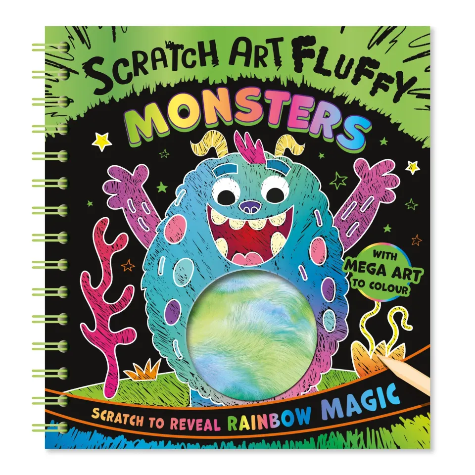 Decoden Magic Scratch Art Fluffy Monsters skrabebog regnbue