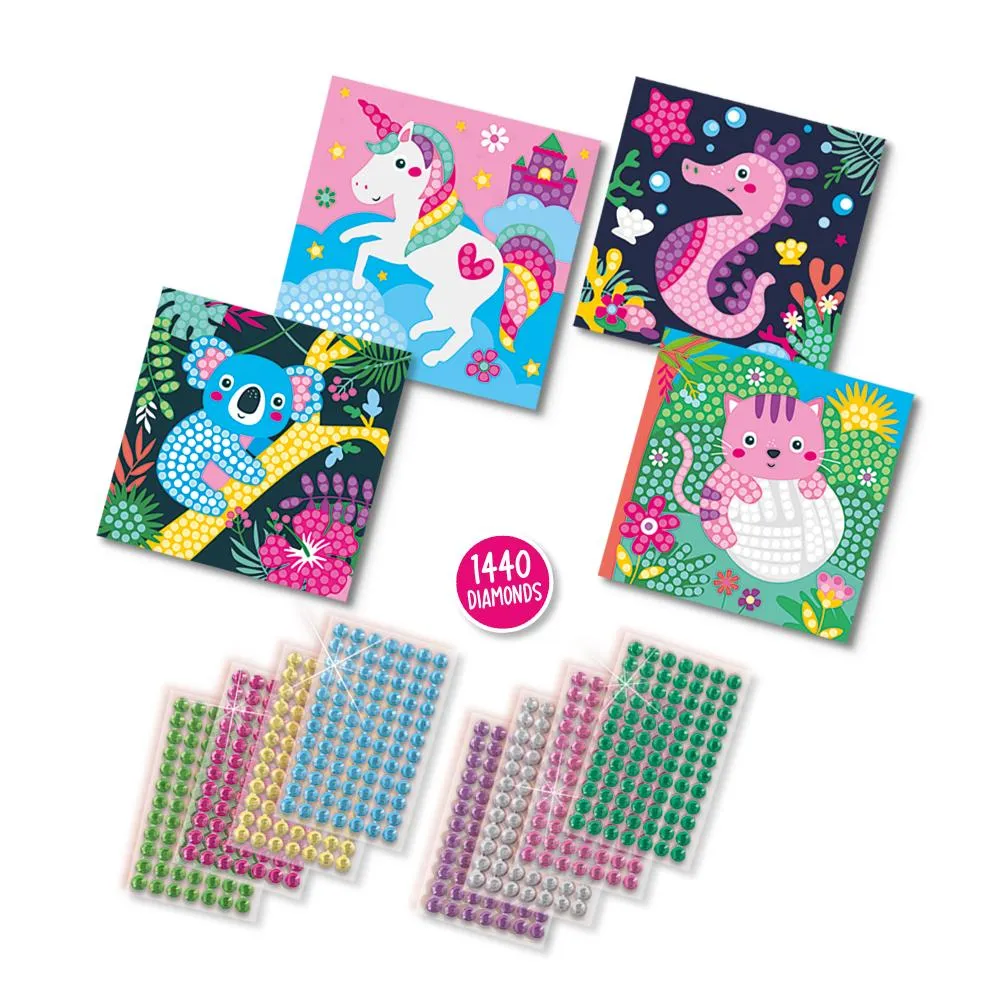 SES Creative Diamond Painting glade dyr diamantsæt 4 kort