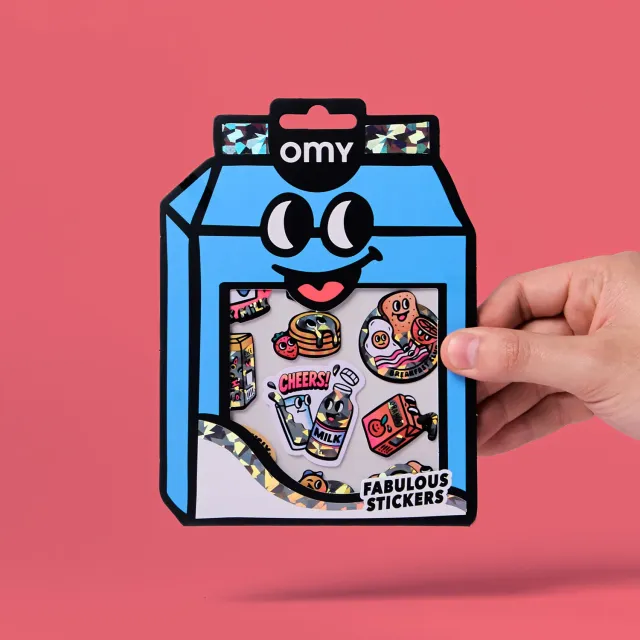 OMY Big Milk klistermærker morgenmad fluor holografisk