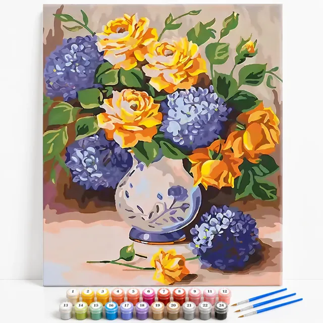 craftsy.dk Blomster i en flot vase mal efter tal 40x50 cm blomster