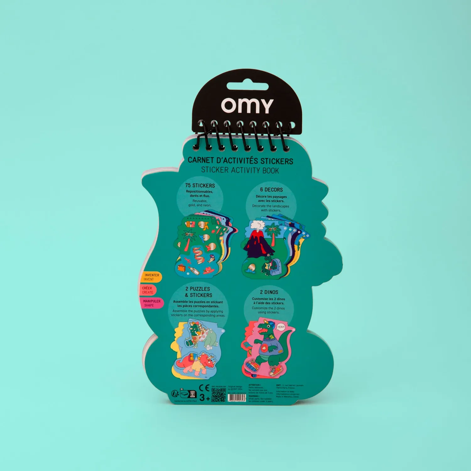 OMY Dinos Sticker Activity Book klistermærkebog