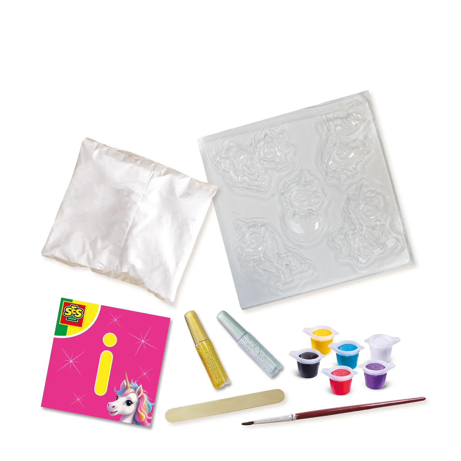SES Creative Baby Unicorns gipssæt 10 figurer glitter