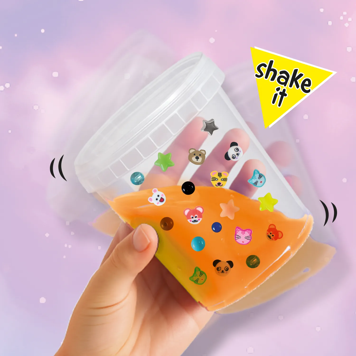 SES Creative Shake-a-Slime Party Animals slim 200 g med perler