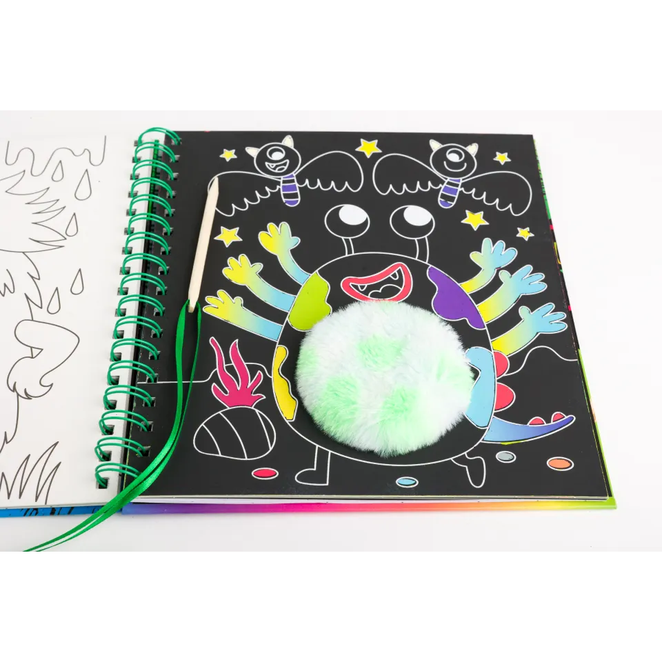 Decoden Magic Scratch Art Fluffy Monsters skrabebog regnbue