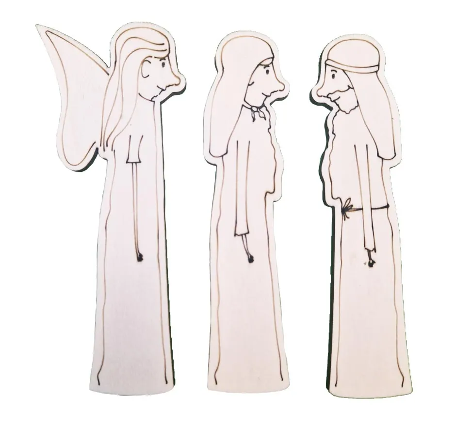 Puur spelen julekrybbe legeplade træ 13 figurer stor