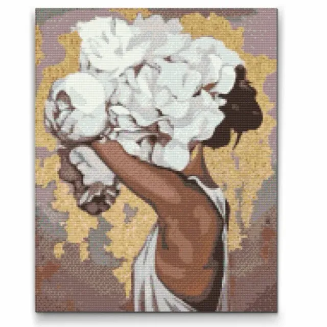Road2Art Pigen med Bonderoser diamond paint 40x50 cm runde