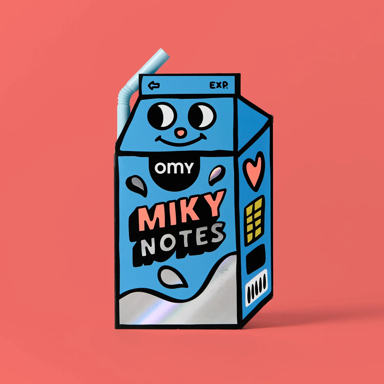 OMY Miky sticky notes blok mælkekarton farvede