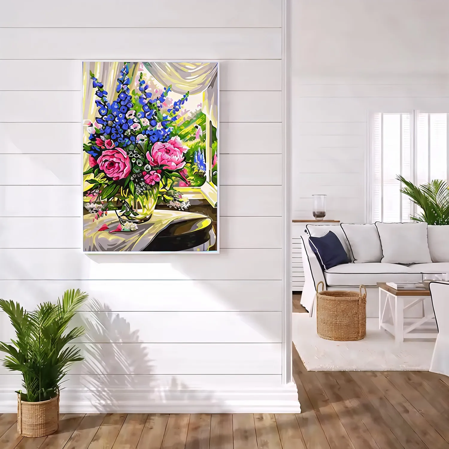 Craftsy.dk Blå Røde Blomster mal efter tal 40x50 cm