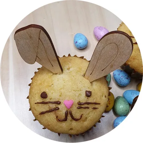 MooiHout Påske cupcake pynt kaninører træ