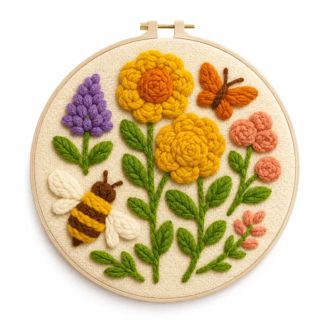 Craftsy Blomstrende Eng punch needle sæt 20 cm bi