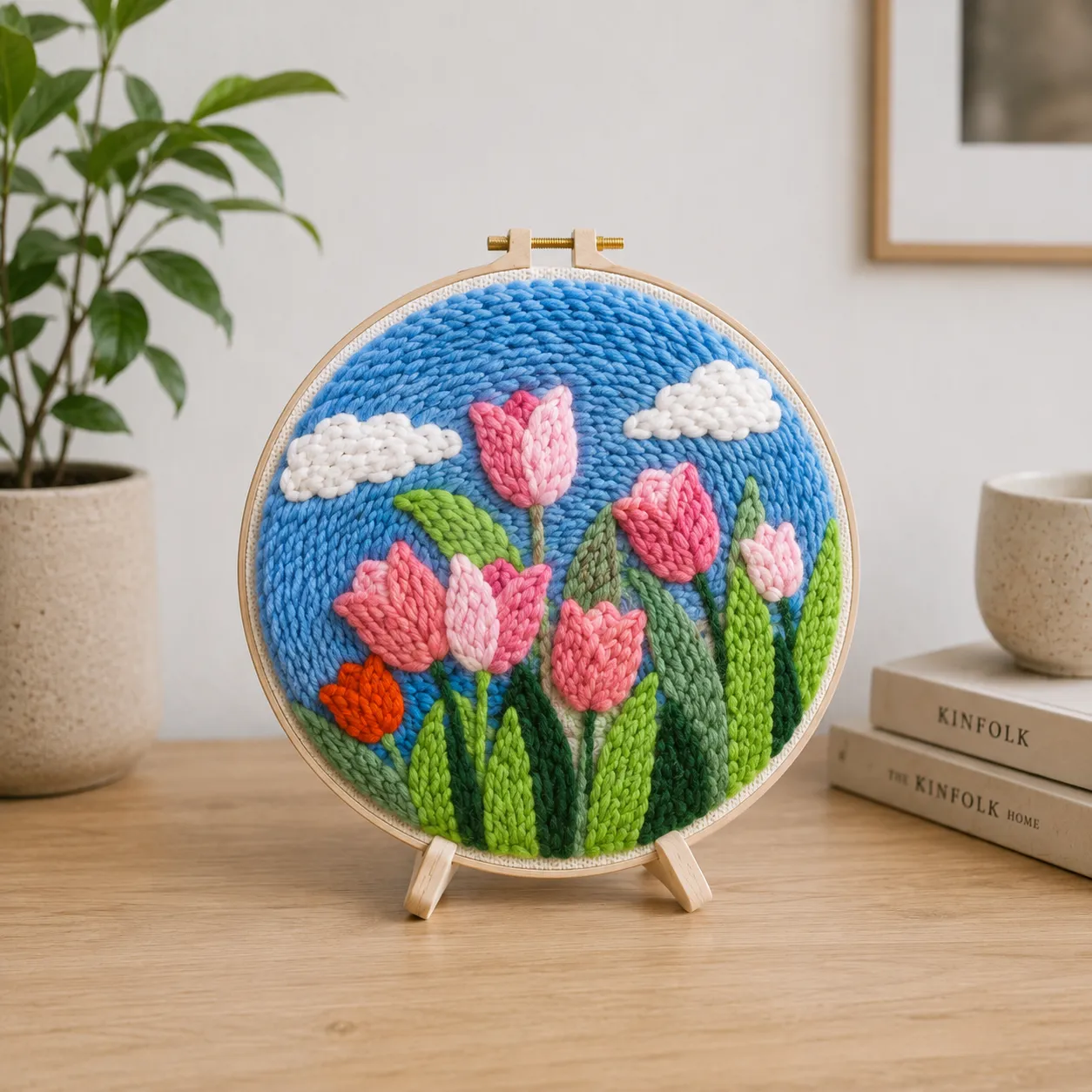 Craftsy Punch Needle Forårstulipaner sæt 20 cm lyserød