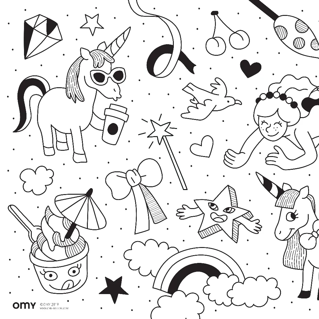OMY Lily Coloriage Pocket malebog enhjørning 6 farver