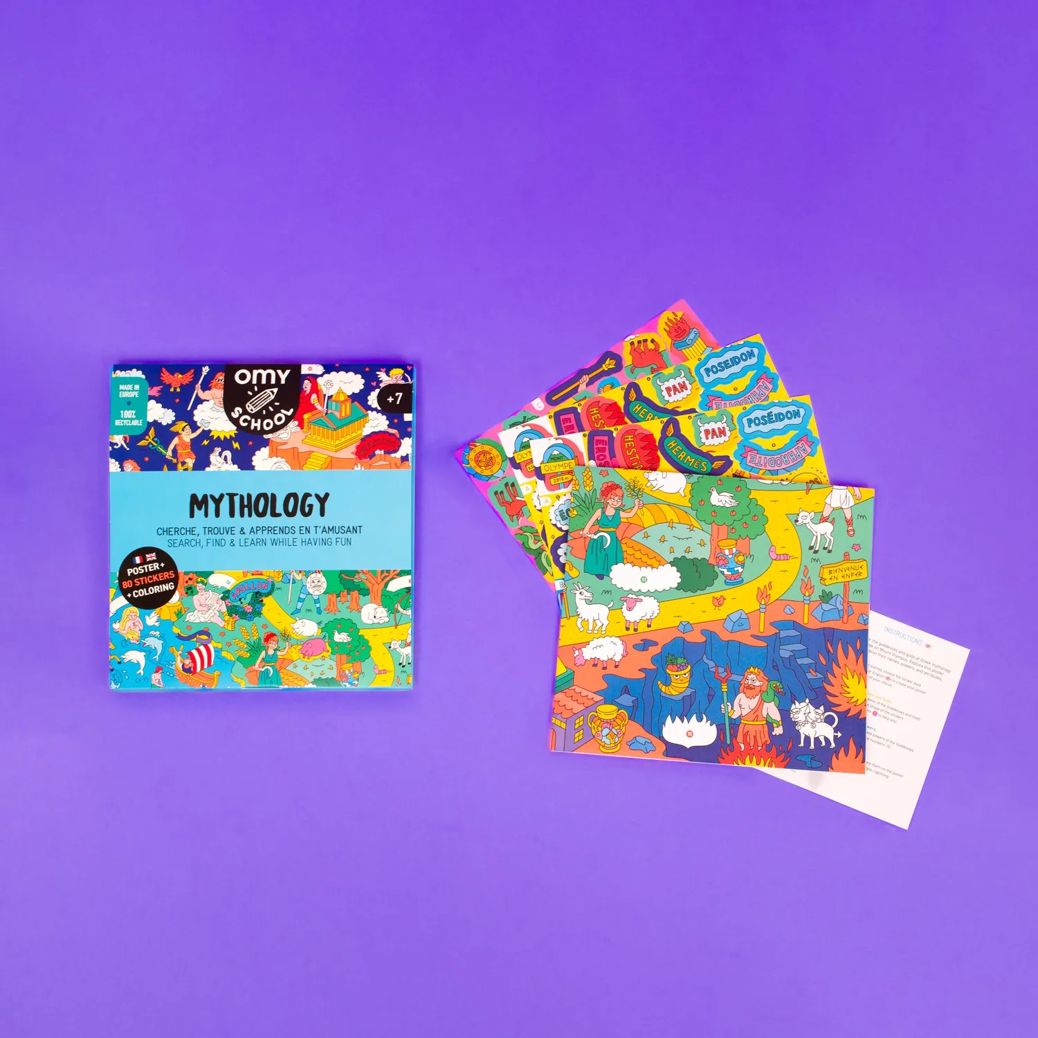 OMY School Mythologie stickerplakat 80 stickers tosproget