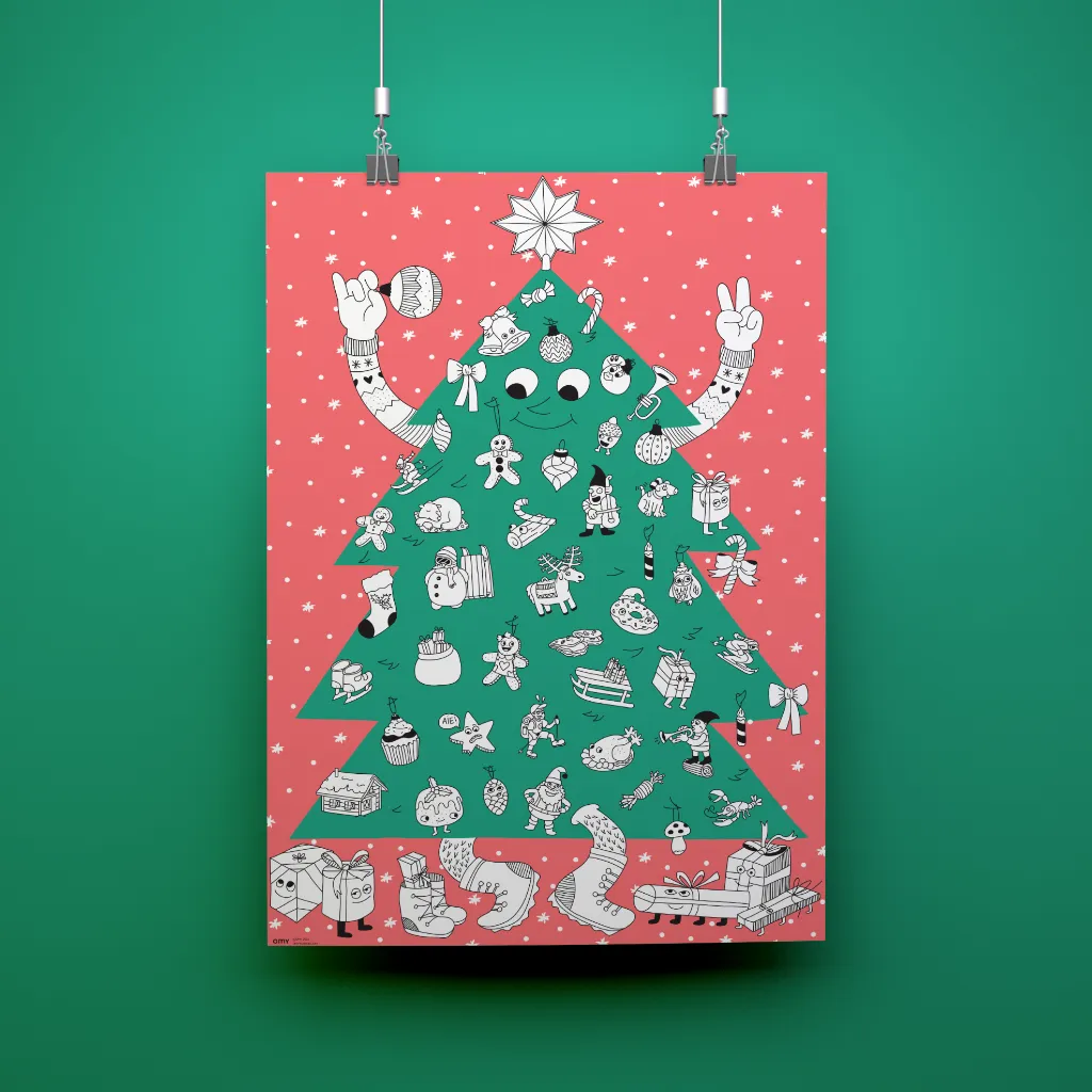 OMY Sapin Géant maleplakat juletræ med stickers