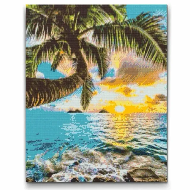 Road2Art Island Sunset diamond painting runde 40x50 cm