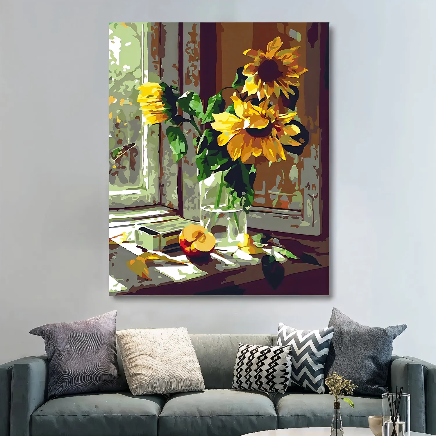 Craftsy Solsikker i en Vase mal efter tal 40x50 cm blomster