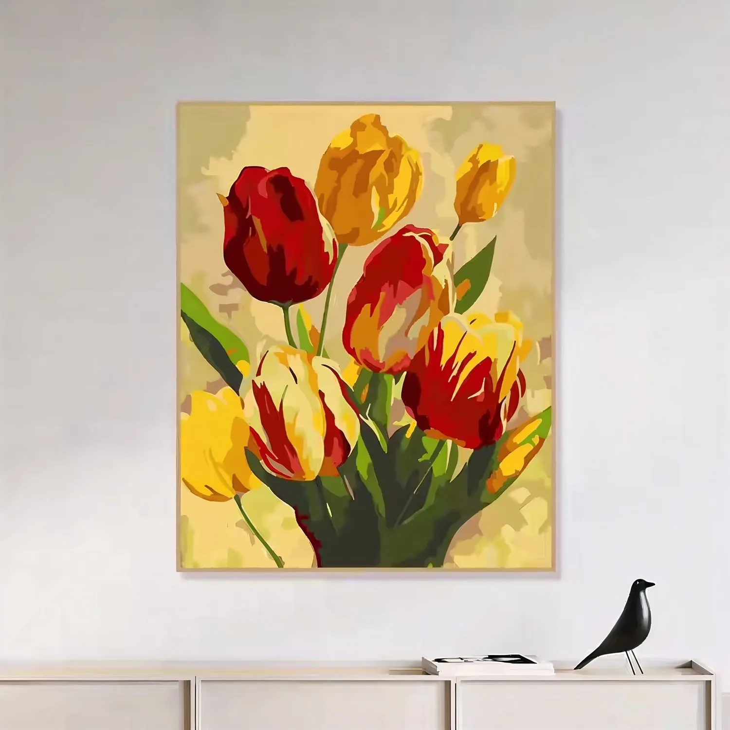 Craftsy Gule Røde Tulipaner mal efter tal 40x50 cm blomster