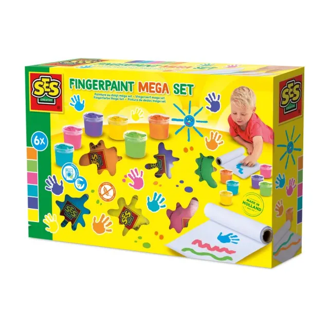 SES Creative fingermaling 6x110 ml med papir 2 m