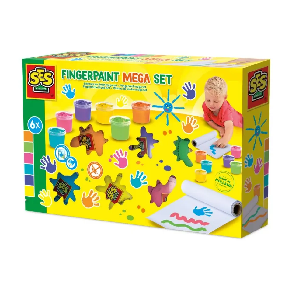 SES Creative fingermaling 6x110 ml med papir 2 m