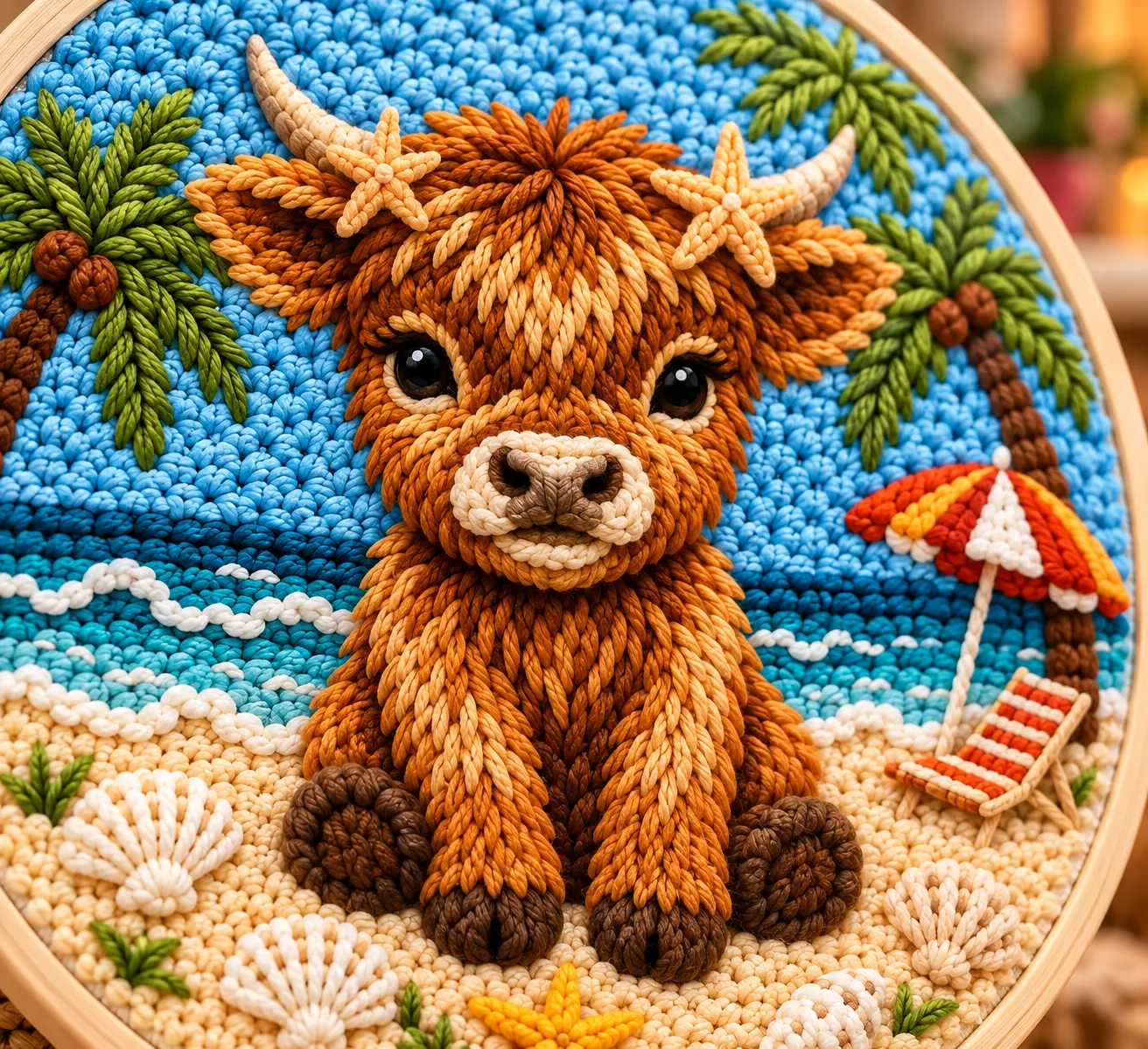 Craftsy.dk Ko på Stranden punch needle sæt 20 cm begynder