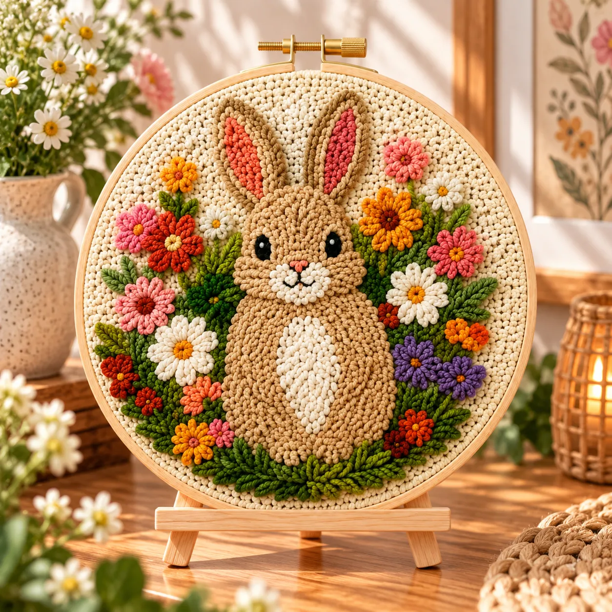 Craftsy Kanin i Blomsterhaven punch needle sæt 20 cm begynder