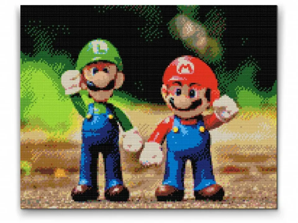 Road2Art Mario Brothers diamond painting 30x40 cm runde