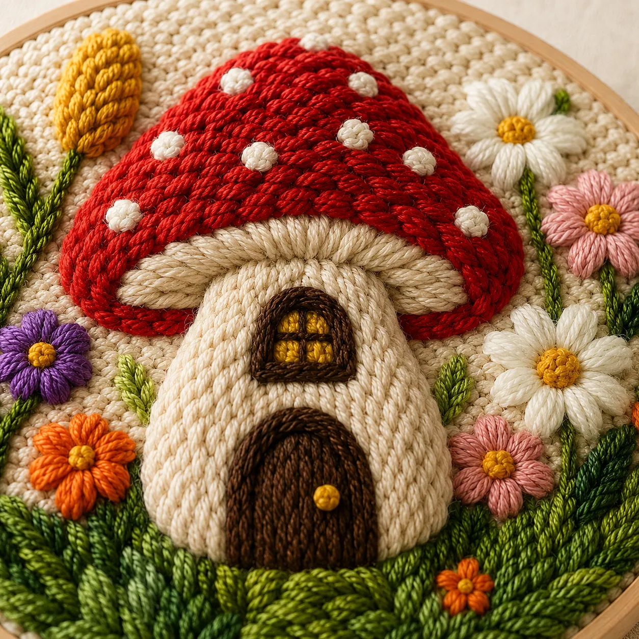 craftsy.dk Svampehus punch needle sæt 20 cm eventyrmotiv