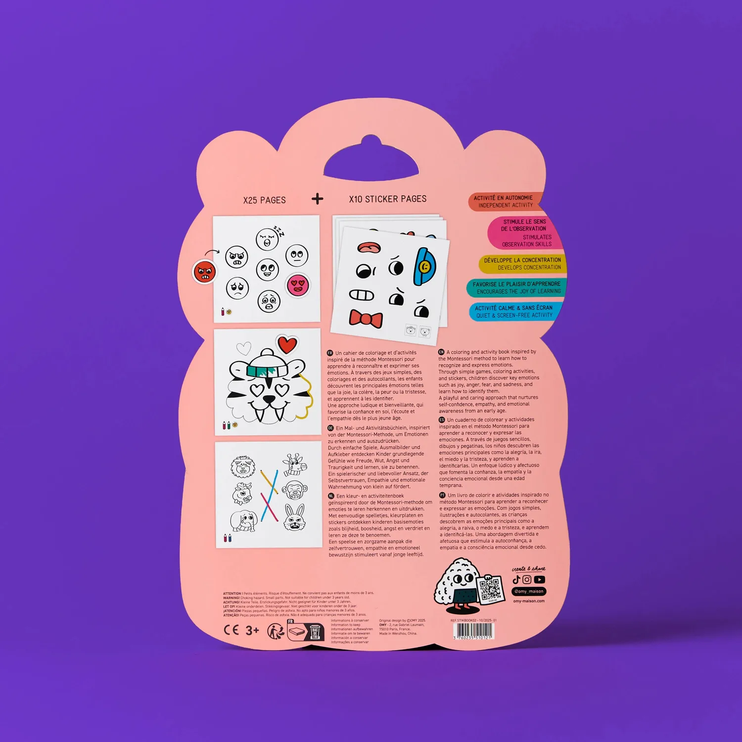 OMY Montessori Stickers Book følelser malebog