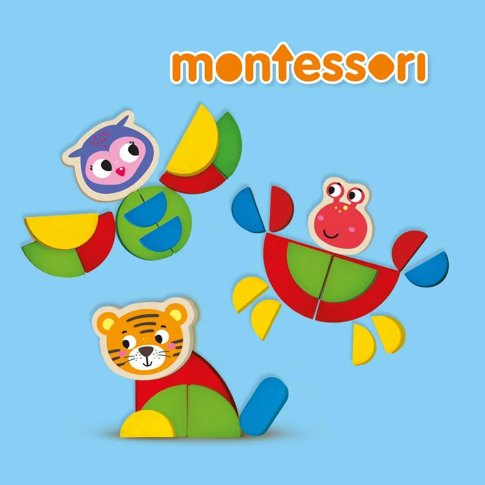 SES Creative Montessori Dyr læringsspil træ 55 dele